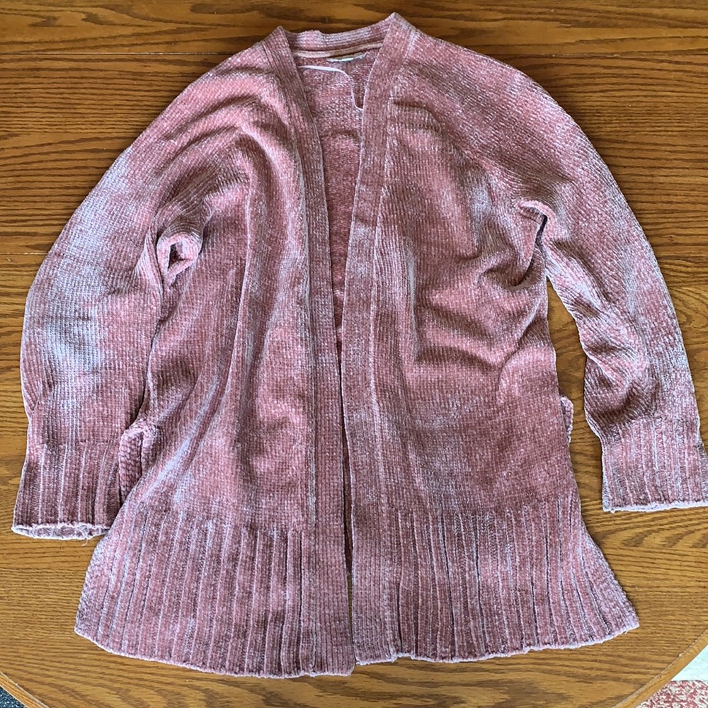 Loft Medium Pink Plush Long Cardigan